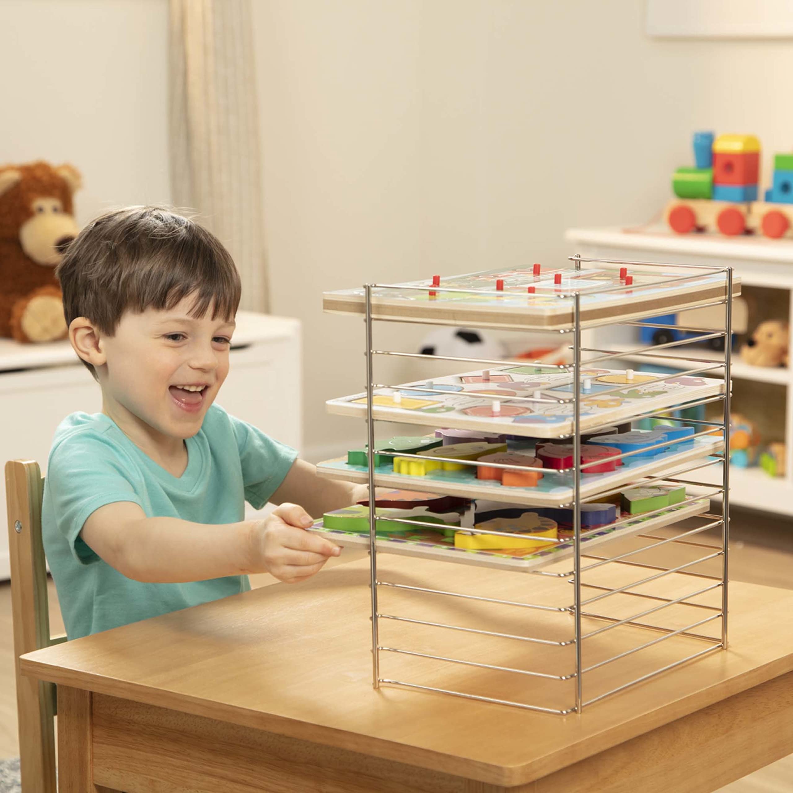 Melissa & Doug Multi-Fit Metal Wire Puzzle Rack 12 inches wide and 0.75 inches deep
