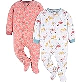 Gerber baby-girls Flame Resistant Fleece Footed Pajamas 2-pack