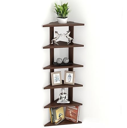 Wudville Braine Wall Corner Shelf/Display Rack (6 Shelves Set, Wenge)