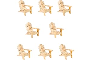 GUTE BOTE Miniature Wood Adirondack Chair - Wedding Cake Topper Mini Furniture Top Decoration Favor Beach Theme, Great for Dollhouse (Unfinished Wood, 8 Pack)