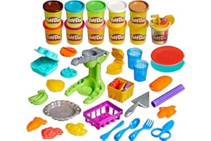 Play-Doh Farmer's Market Kitchen Playset, 28 Play Food Accessories & Tools, 11 Colors, Back to School Classroom Supplies, Preschool Toys, Ages 3+ (Amazon Exclusive)