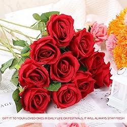 Jexine 50 Pcs Artificial Rose Flower Bulk Realistic