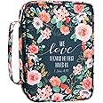 Bible Covers Case for Women Medium Large Bible Carrying Cases Holder 11“x8.5”x2.5" Floral Bible Book Carrier Tote Bags with Pockets Handles Zipper Christian Accessories Gifts