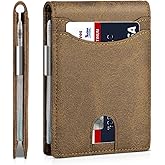 Zitahli Slim Wallets for Men, Leather Money Clip Mens Wallet, RFID Blocking Front Pocket Bifold Wallet, Minimalist Credit Card Holder with Gift Box