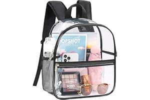 Mossio Clear PVC Mini Backpack Stadium Approved, Backpack with Adjustable Strap for Concert, Beach, Work, Travel & Sporting