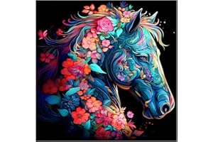 croshom Horse Diamond Painting Kits for Adults-Horses Diamond Art Kits for Adults,Round 5D Animal Gem Art Kits for Adult DIY Crafts Kits Gift Home Wall Decor Gifts(14x14inch)
