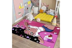 FJKJHKGJ Girls Rugs for Bedroom Black Magic Girl Area Rug Girls Room Decor Cute African American Girls Floor Rugs for Living Room Decor Soft Carpets Yoga Mats for Women Pink 2.7 x 3 Feet