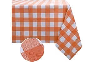 Obstal 100% Waterproof PVC Table Cloth, Oil-Proof Spill-Proof Vinyl Rectangle Tablecloth, Wipeable Table Cover for Outdoor and Indoor Use,Orange,54 x 54 Inch