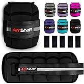 AmStaff Fitness Adjustable Ankle Weights 1 Pair 2 4 6 8 10 Lbs Leg Weight Straps for Strength Training, Walking, Jogging, Running, and Fitness Workouts – 1-5 lbs Each Ankle, 10 lbs Pair Set