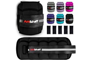 AmStaff Fitness Adjustable Ankle Weights 1 Pair 2 4 6 8 10 Lbs Leg Weight Straps for Strength Training, Walking, Jogging, Running, and Fitness Workouts – 1-5 lbs Each Ankle, 10 lbs Pair Set
