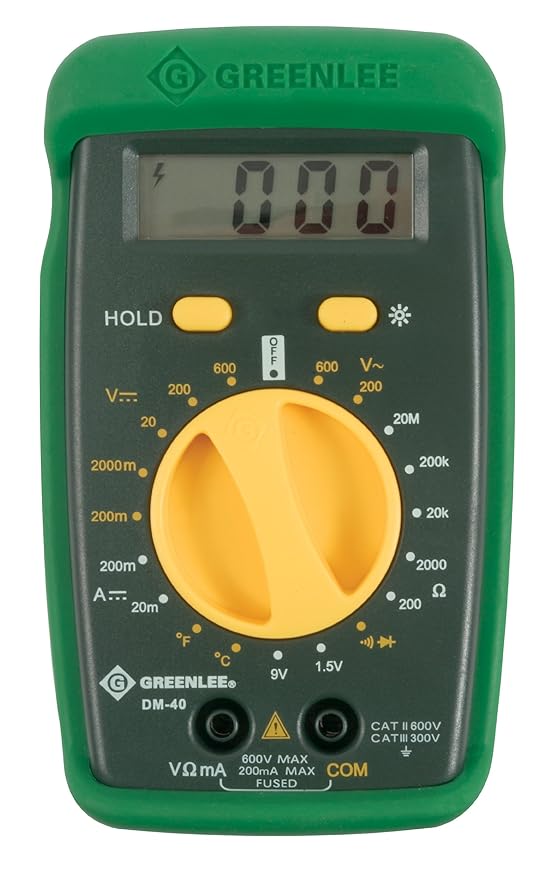 Greenlee DM40 Manual Ranging 600 Volt Multimeter Checks AC/DC Voltage