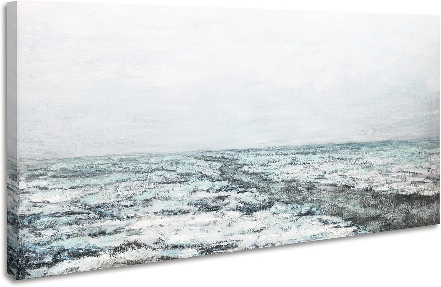 Paintings - ArtbyHannah 24x48 Inch Landscape Canvas Paintings Wall Art for Bedroom, with Grey Seascape Hand Painted 3D Textured for Living Room Decoration