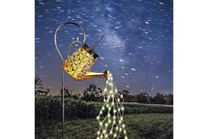 AWENDIETOU Solar Garden Watering Can Lights,Solar Waterfall Lights with Cascading Lights Waterproof Charging Board,Garden Decor for Outside,Outdoor Solar Light String Fairy LED Hanging Lantern for Yard Decor SY