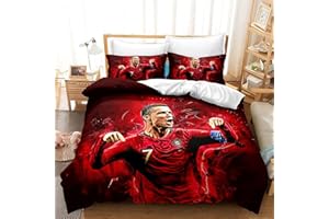 Elincar Soccer Bedding Twin Microfiber 2PC Kids Duvet Cover Set Lightweight Soft Zipper Breathable Closure Soccer Twin Bedding Set 68 x 86