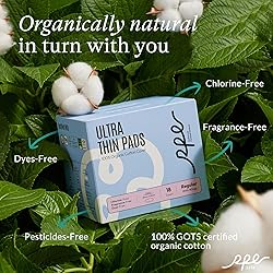 100% Organic Pads for Women, Ultra Thin Feminine