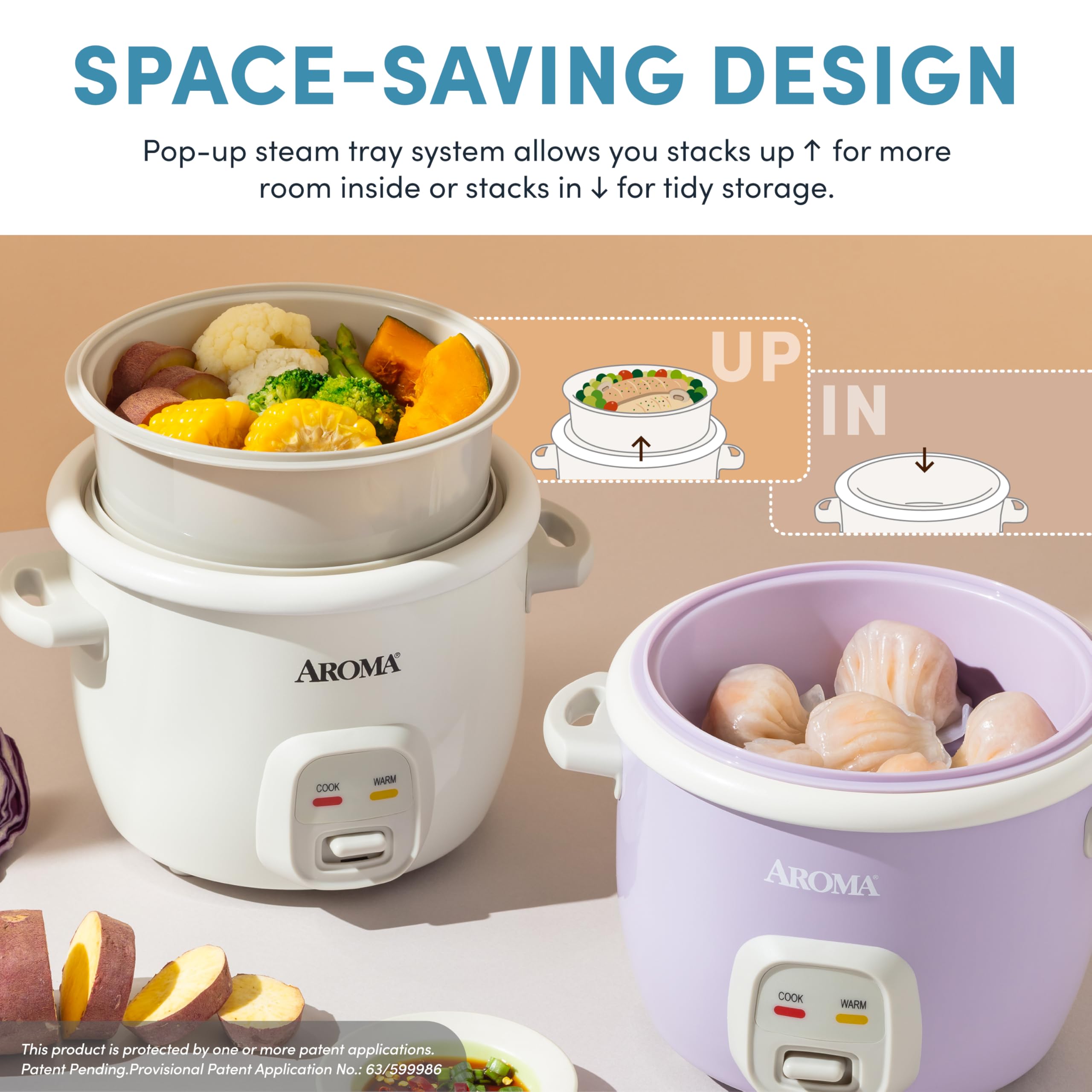 AROMA® CoreCoat Rice Cooker with Pop-Up Food Steaming Basket (4 Cups Cooked, 2 Cups Uncooked)