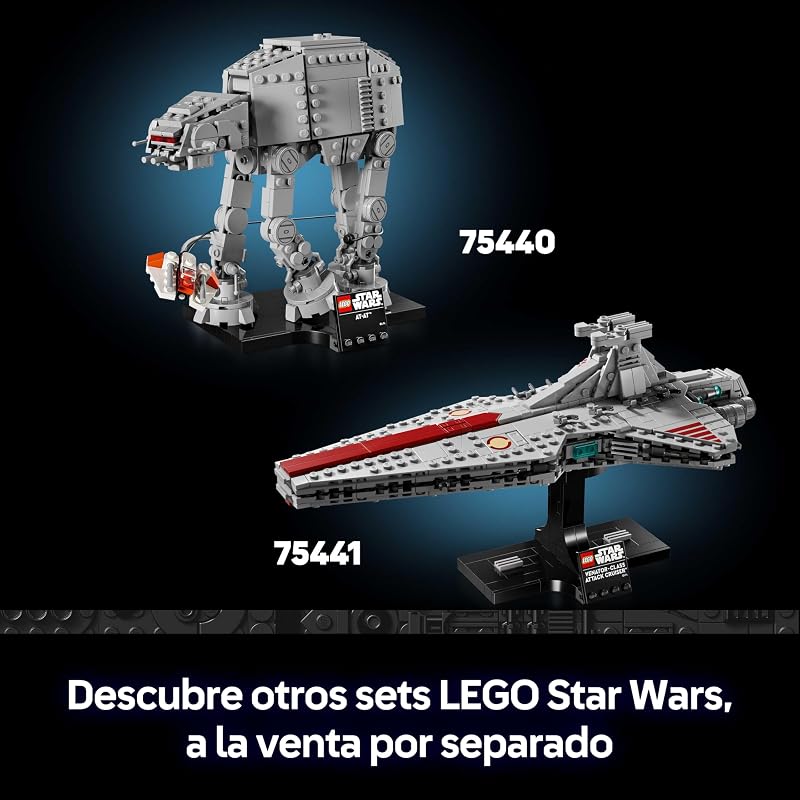 Star Wars 75440 AT-AT - Modelo para Adultos com Snow Speeder, Base de Exposição e Placa de Identificação - Decoração na Prateleira - Ideias de Presentes para o Dia do Pai