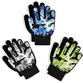 Glooarm 3 Pairs Kids Gloves Winter Gripper Knit Magic Gloves Stretch Warm Cold Weather Gloves for Boys Girls 4-12 Years