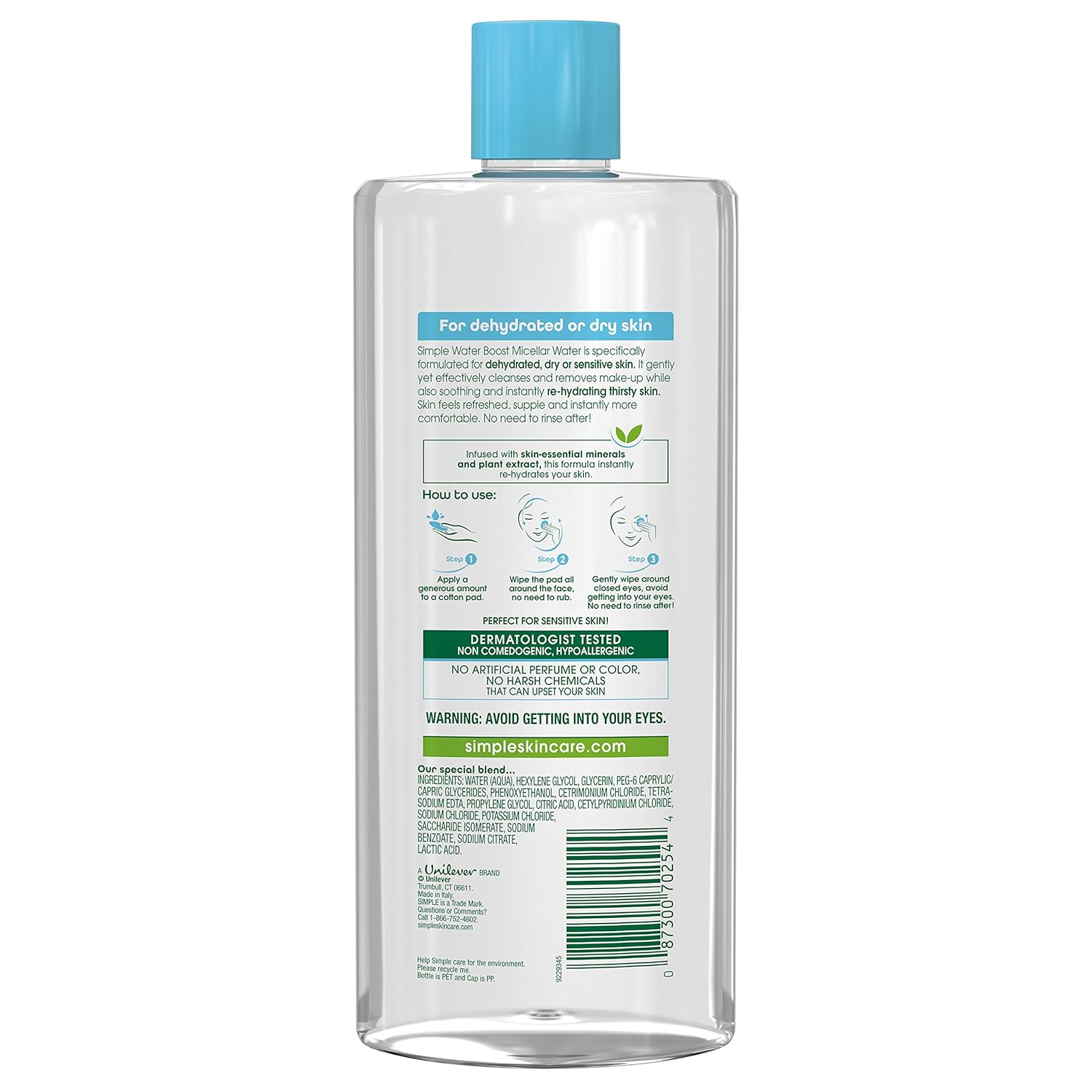 Simple Water Boost Micellar Cleansing Water for Sensitive Skin Twin Pack: Beauty