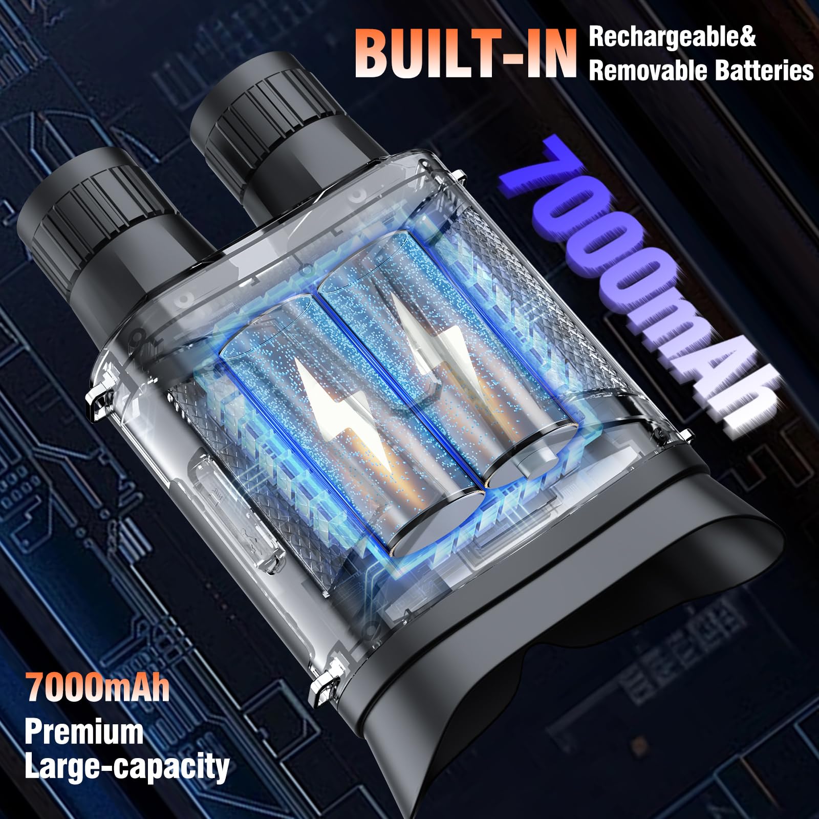 Nachtsichtgeräte,Dowesyeen Nachtsichtgerät 7000mAh Ricaricable Wiederaufladbare, 5 X 42MM Digitalzoom Nachtsicht 800M,4 Stufen IR Fernglas mit Nachtsicht für Jagd/Outdoor
