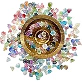 200PCS Bellflower Glass Beads, Gradient Clear Bead for Jewelry Making, Mixed Color Trumpet Flower Beads for Keychains Earrings Bracelets Necklaces Lanyard DIY Handicrafts