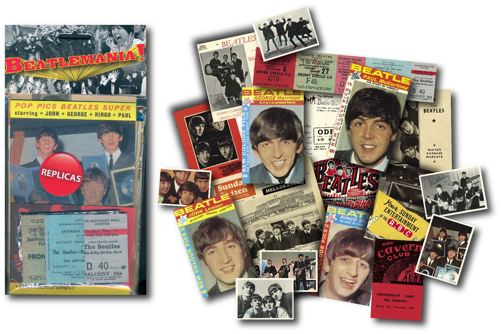 Memorabilia Pack Co. - The Beatles Replica Memorabilia Pack: 23.8 cm x 11.81 cm x 0.79 cm, Multicolor, Beatles Fan Gift, Display Item