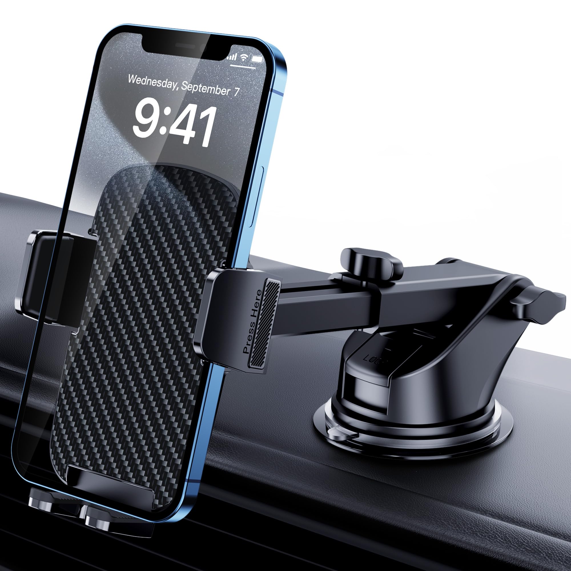 Photo 1 of GUWEZ Phone Holders for Your Car Phone Stand for Car Phone Holder Mount [Super Stable] Automobile Car Dashboard Windshield Cell Phone Holder Car Mount for iPhone Smartphone Universal, Gray