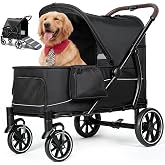 ELEMARA Large Dog Stroller with Walk-in Ramp, up to 110 lbs &ndash; Heavy Duty Dog Stroller for Large Dogs &amp; 2 Medium Dogs, All-Terrain Wagon for Senior, Injured &amp; Post-Surgery Pets