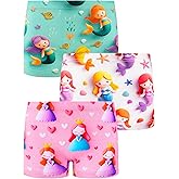 BliBliTaTa Girls Boyshorts 3D Underwear,Soft Cotton Tagless Panties for Toddlers & Little Kids Comfort,Breathable Briefs in Sizes 2T,4T,5T,6,8,10,12 Years Old,3-Pack Mermaid starfish-4T
