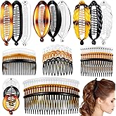24 Pieces Banana Clips Set - Hair Accessories with 11/16/23/24 Teeth Twist Side Combs for Ponytails, Plastic for Women and Girls