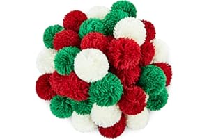 Gemscream 50 Pcs 3 Inch Christmas Yarn Pom Poms for Crafts Large Fuzzy Pompoms Big Pom Balls for DIY Hats Xmas Party Hanging Ornaments Home Decors