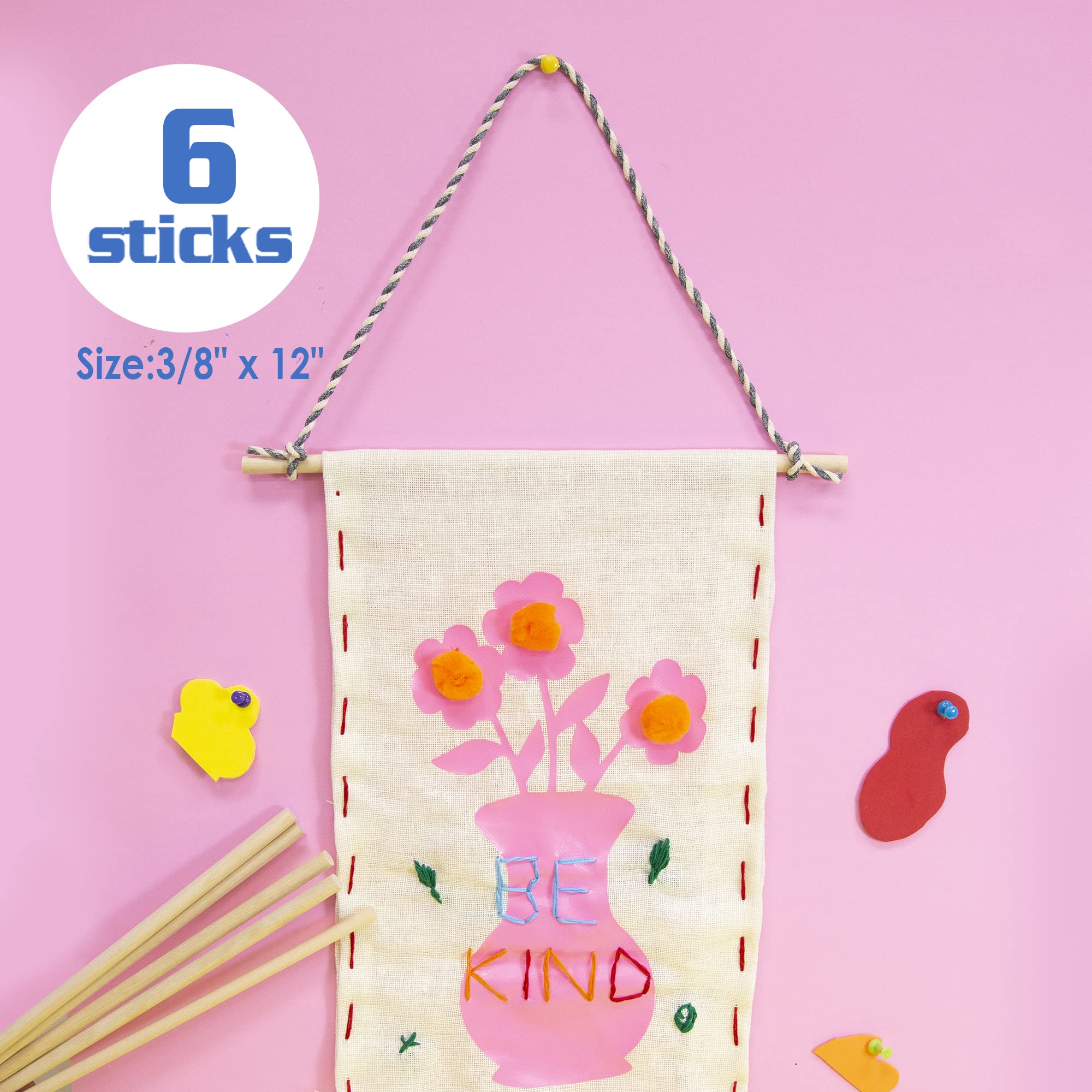 BAZIC Wooden Dowel Rods Wood Sticks, 3/8