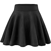 KEREDA Girls Casual Mini High Waist Stretchy Flared Pleated Skater Uniform Skirts