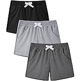 ZUEMET 3 Pack Baby Boys Shorts Toddler Unisex Pull On Jogger Shorts Girls Stretchy Cotton Pants with Pocket Size 18M-5T