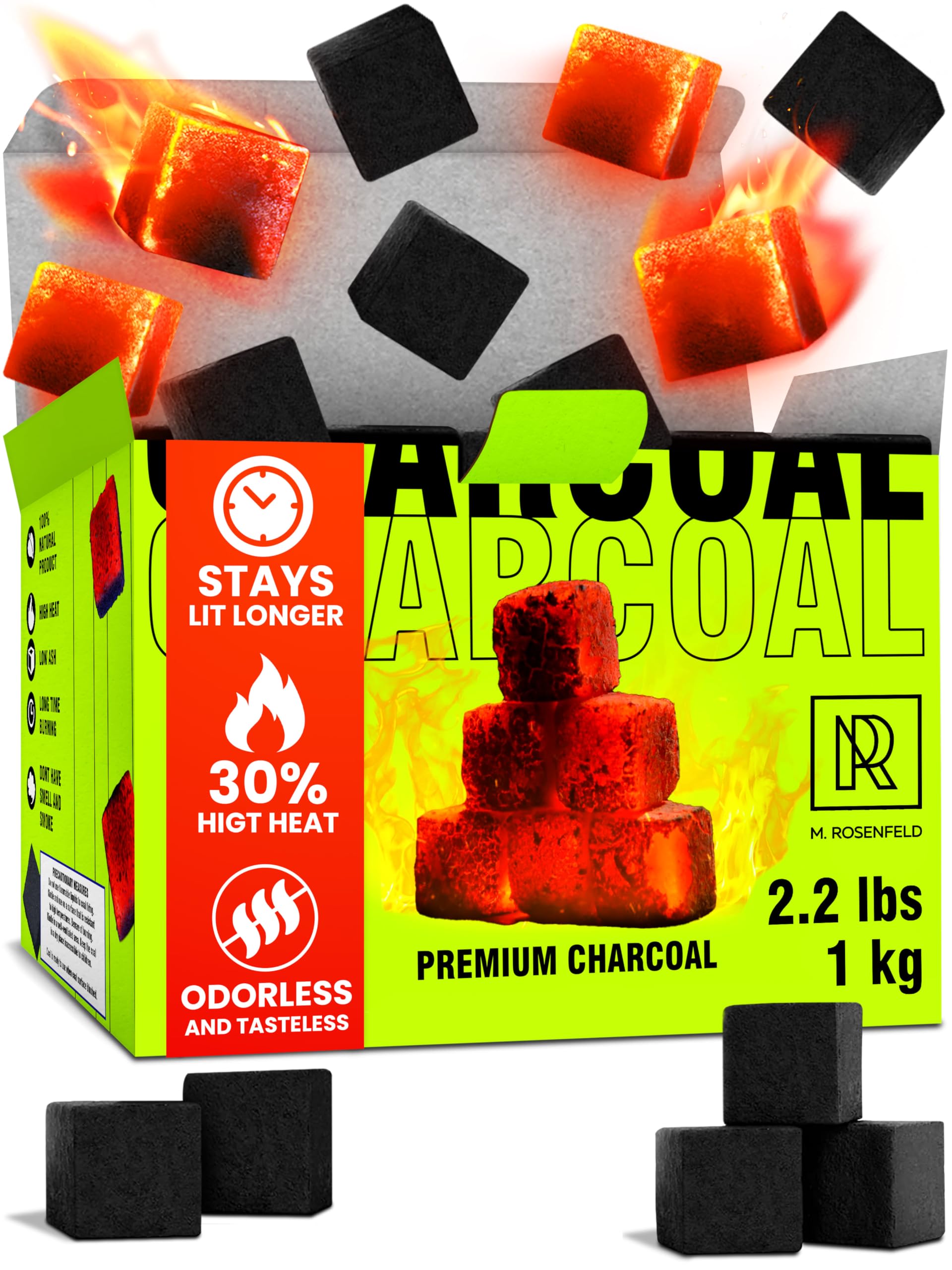 Photo 1 of Premium Coconut Charcoal Cubes - Coconut Coals XL Pack of 72 Count & 1 KG (2.2 lbs) – Premium Quality 25mm (1x1x1 in) – 100% Natural Coconut Charcoal Cubes – NOT Quick Light - Pack of 1