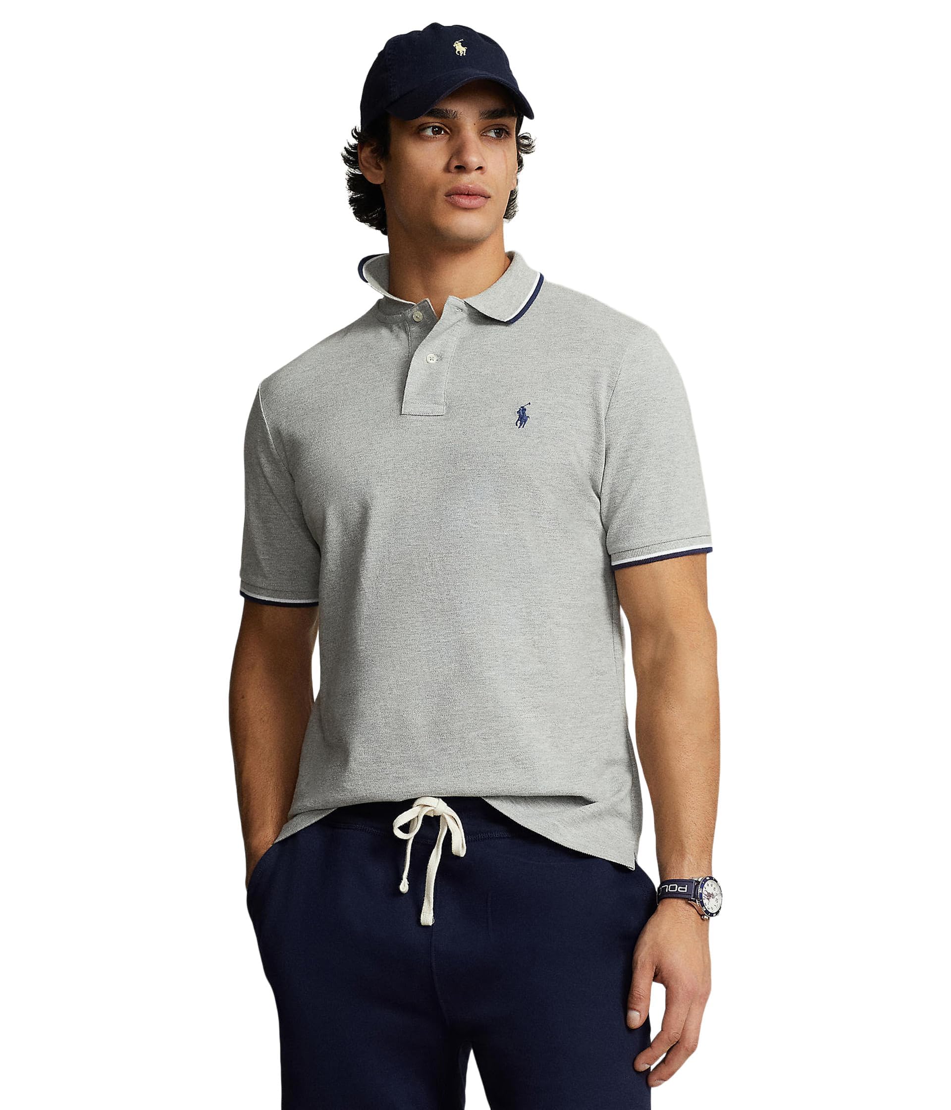 POLO RALPH LAUREN Men's Classic Fit Mesh Polo Shirt Andover Heather 1 XX-Large Image