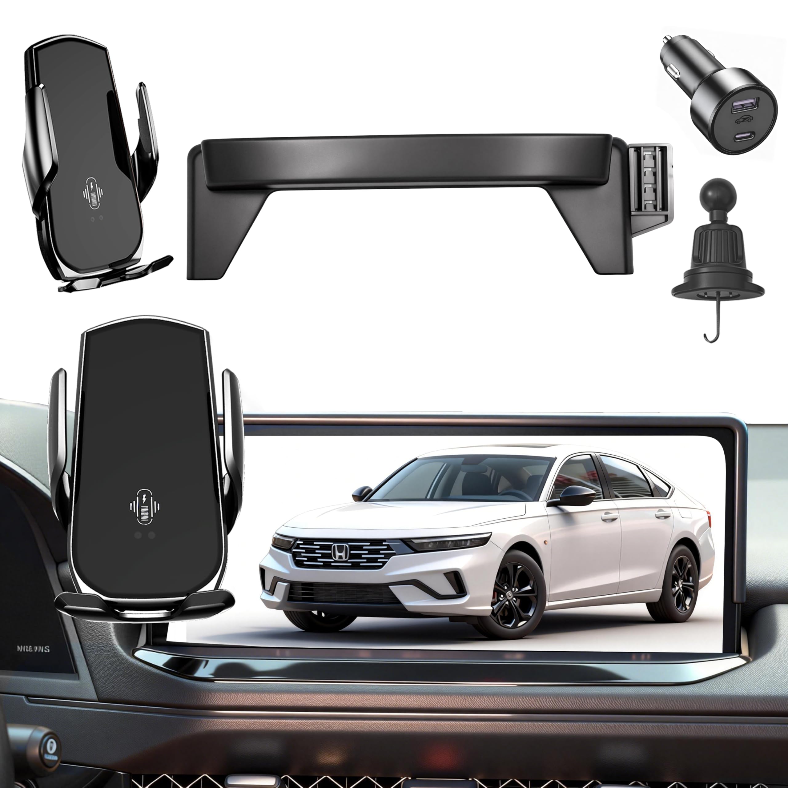 Photo 1 of 15W Fast Charging Phone Mount for Honda Accord 2023–2026, Auto-Clamping Wireless Car Phone Holder for 12.3-Inch Screen, 360° Adjustable Dashboard Mount, Does Not Block Air Vent (Not for LX/EX/SE)