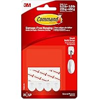Small Replacement Strips, White, 20-Strips, Re-Hang Indoor Hooks - 1