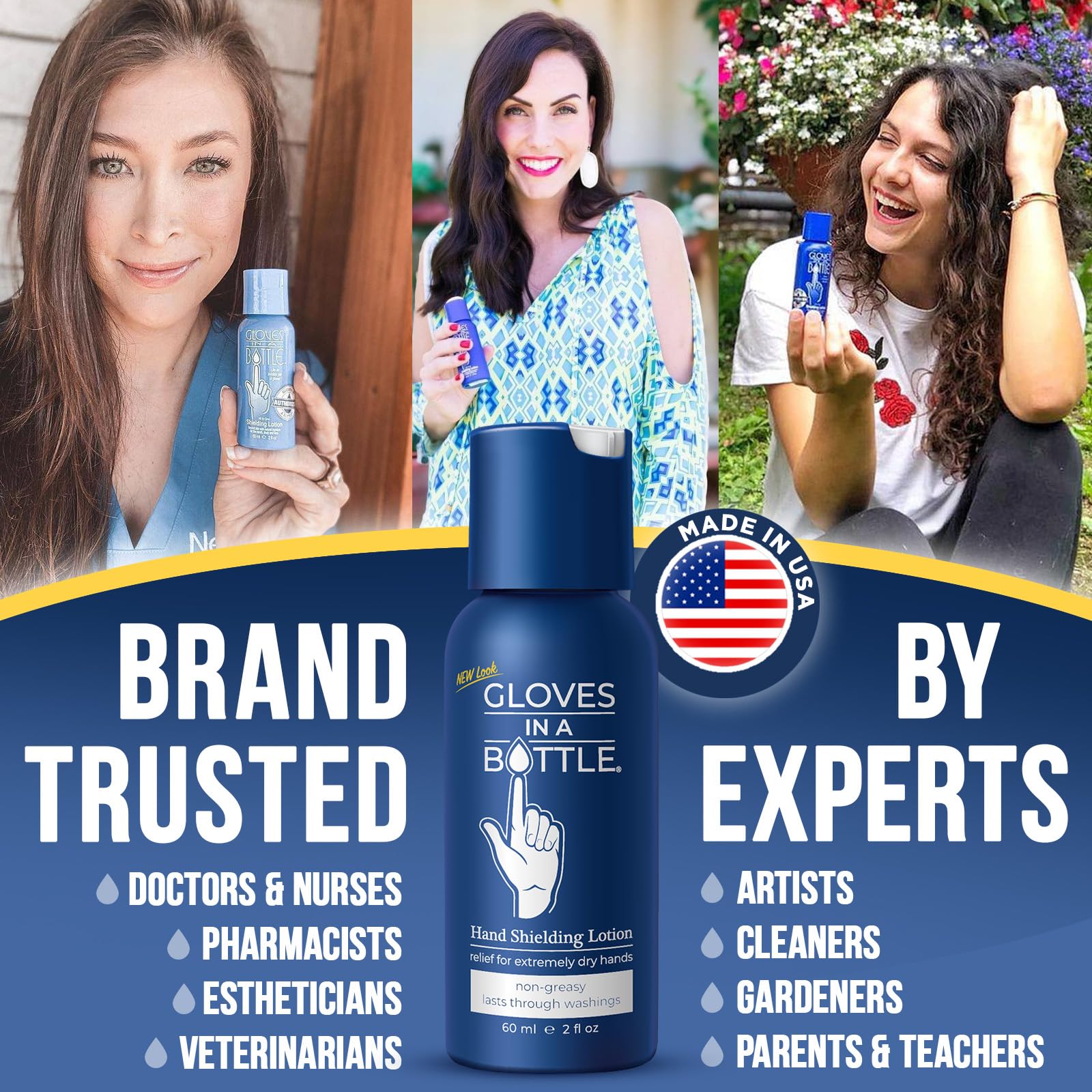 Gloves In A Bottle Hand Lotion for Nurses – Best Travel Hand Cream for Dry, Cracked Hands, Eczema & Psoriasis Relief – Silicone Glove Hand Lotion for Healthcare Workers – 2 oz