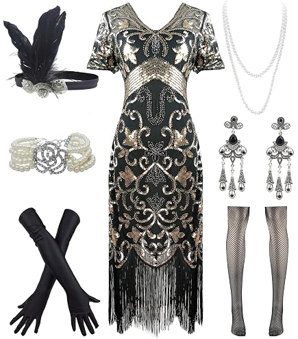 Amazon.com: AMSCAN Roaring '20s Champagne Flapper Dress Halloween Costume  for Women, One Size : Clothing, Shoes & Jewelry