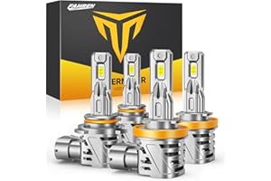 FAHREN 𝐁𝐫𝐢𝐠𝐡𝐭𝐞𝐬𝐭 H11 9005 𝐋𝐄𝐃 Bulbs Combo, 900% Brighter, Real 1:1 Mini Size Design, 6500K Cool White H11 9005 Fog Bulbs, Plug and Play, CANbus Ready, Pack of 4