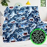 BORORO Shark Blanket Kids Boys Gifts, Shark Kids Toys for Boys Toddlers, Plush Cozy Blue Baby Fleece Throw Blanket with Hammerhead, Mako, White Whale Sharks for Toddlers Couch Bed 50x60 Inches