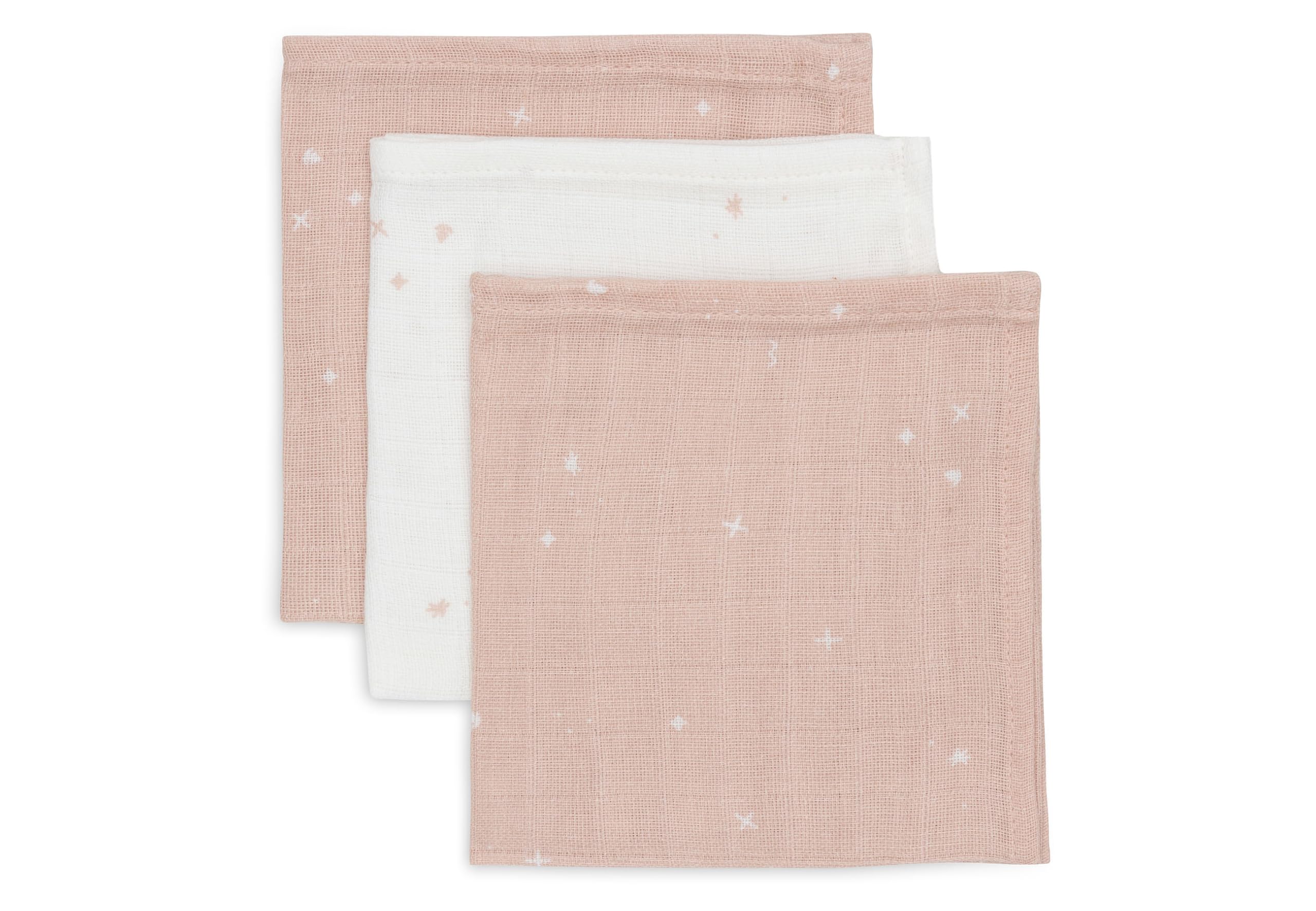 Jollein Baby Burp Cloths - Twinkling, Wild Rose - Pack of 3-31 x 31 cm - 100% Cotton - Muslin Cloths Baby - Oeko-Tex Certified