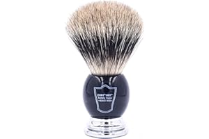 PARKER SAFETY RAZOR Parker Pure Badger Shaving Brush with Black & Chrome Handle + Stand | 22mm Knot for Cream or Soap | Handcrafted Wet Shaving Brush for Men | Premium Grooming Tool | Iconic Brand