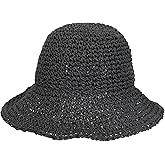 Womens Crochet Straw Sun Hat with Wide Brim – Soft Foldable Floppy Beach Hat for Summer