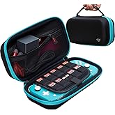 ButterFox Extra Large Carrying Case for Nintendo Switch Lite, Fits Charger, Compatible with JETech Protective Case and Most Grips, Game and Accessories Storage (Turquoise Blue/Black)