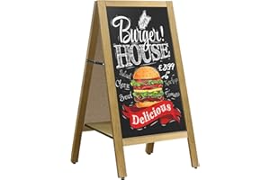 VAIIGO Sandwich Board A-Frame Chalkboard 17"x41" with Shelf & Magnetic Surface, Double-Sided Sidewalk Sign, Large Chalk Board
