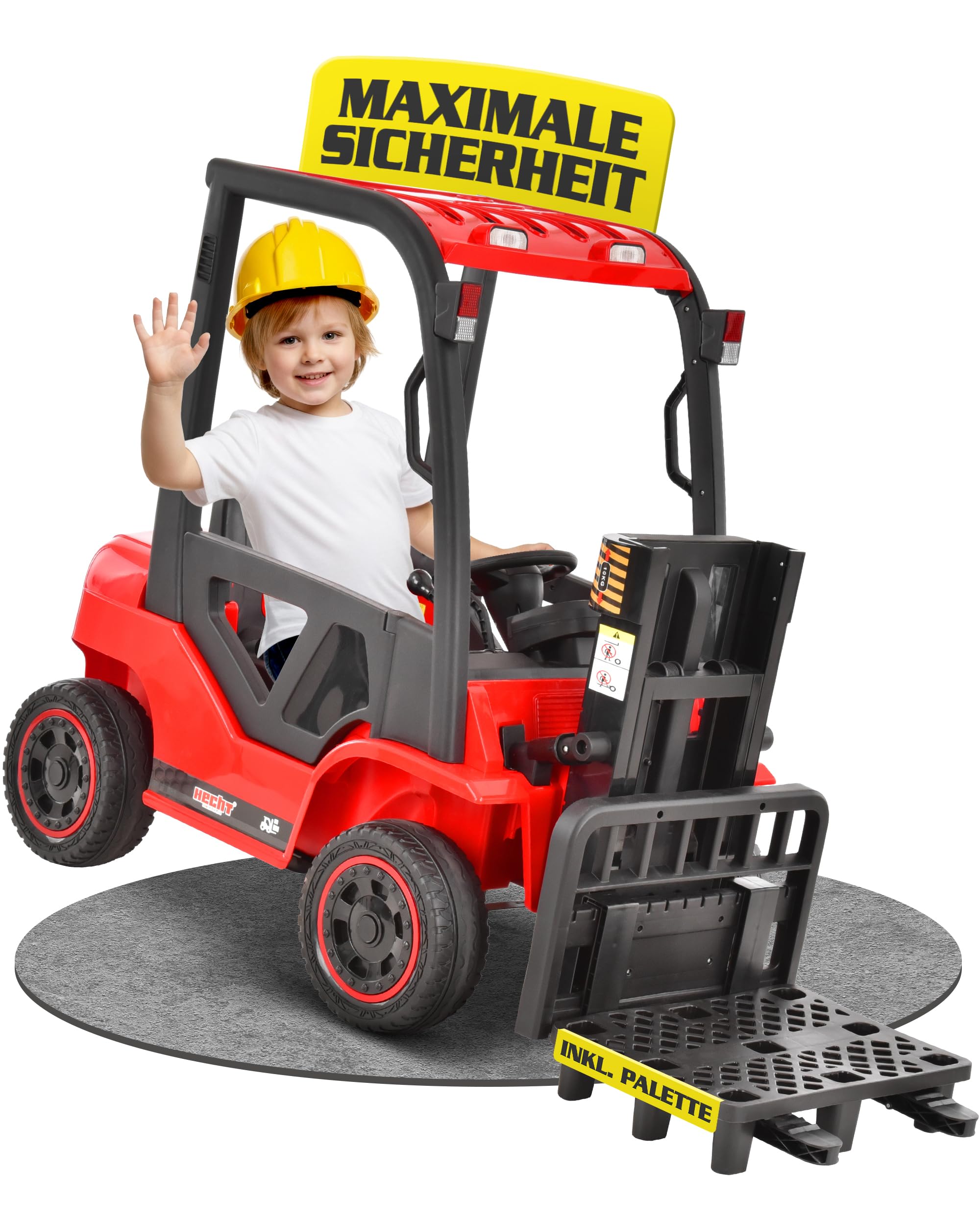 HECHT Kinder Elektro Gabelstapler 12V rot mit Fernbedienung