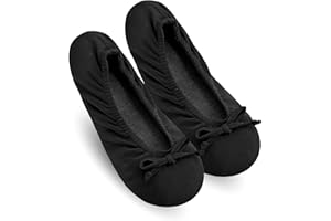 Keyela Women's Ballerina House Slippers with Soft Tie Bow and Suede Sole, Non-Slip Bedroom Slippers Socks