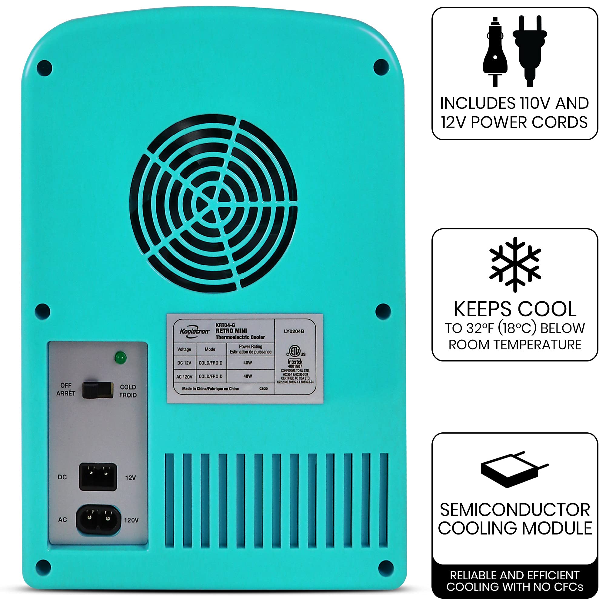 Koolatron Retro Portable Mini Fridge 4 Liter/6 Can